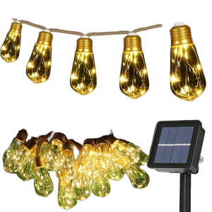 24FT Vintage Rope Hemp Solar Outdoor <b>String</b> <b>Lights</b> 20 <b>Bulbs</b> with 8 Modes IP65 Rating for Fence Yard & Camping - Product Image 3
