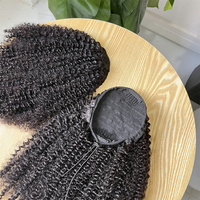 Queue de cheval à clipser en cheveux humains brésiliens bouclés crépus, noir naturel, à enrouler avec cordon de serrage, extension de cheveux pour femmes, vente en gros