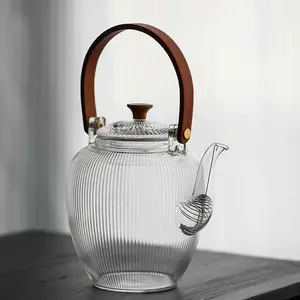 Оптовая продажа, японский деревянный стеклянный термостойкий чайник большой емкости, может нагреваться электрической керамической духовкой по лучшей цене
