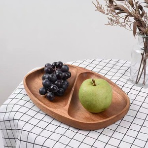 Solid Wood Fruit Plate With Dividers For Snacks And Dried Fruits Living Room Coffee Table Desktop <b>Storage</b> <b>Tray</b> - Product Image 4