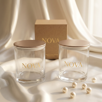 Bocaux à bougies en verre de luxe personnalisés avec couvercles 8oz 10oz 14oz Contenants vides rechargeables Emballage en boîte cadeau Impression de logo