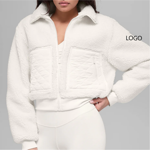 Giacca a vento casual in pile spesso con cerniera e collo a lupetto in pelliccia di agnello tinta unita ForALO, nuova collezione autunno 2025 - Product Image 1