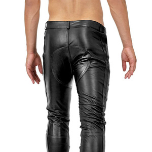 Pantalones de cuero clásicos para hombre, duraderos, cómodos, con un estilo elegante, hechos de cuero genuino suave, para uso en exteriores. - Product Image 2