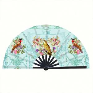 Éventail en plastique peint écologique de 33 cm, style Japandi, avec motif floral sculpté, idéal pour les événements sportifs et les fêtes (vente en gros) - Product Image 3