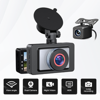Nouvelle caméra de tableau de bord de voiture WiFi 4K à double objectif avec écran IPS, caméras avant/arrière, enregistrement Full HD 1080P, garantie 1 an