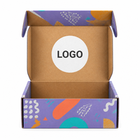 Boîte d'expédition en carton ondulé violet avec logo personnalisé, estampage à chaud UV or, emballage cadeau imprimé, boîte avion