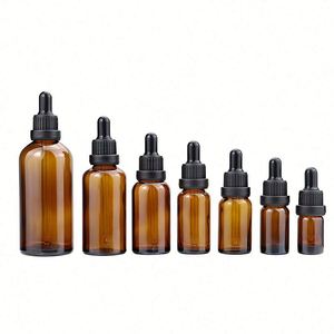 Essence Oil <b>Bottles</b> 5ml-100ml Brown Glass Classic Fashion Design Model C014 with <b>Dropper</b> - Product Image 1