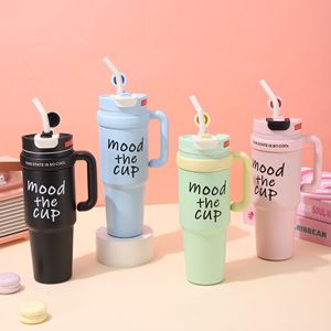 Flacon à vide en acier inoxydable rose isolé personnalisé de 20oz 30oz 40oz gobelet à café en gros en vrac <span class=keywords><strong>thermos</strong></span> avec poignée tasse tasse - Product Image 1