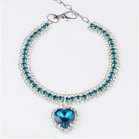 Collier de luxe en strass pour animaux de compagnie-Collier pendentif coeur scintillant pour chat et chien, tour de cou réglable en cristal Bling