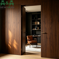 Porte d'entrée intérieure en bois à panneau plat élégant SLS, porte de villa minimaliste personnalisée pour salon de luxe, design pour toute la maison