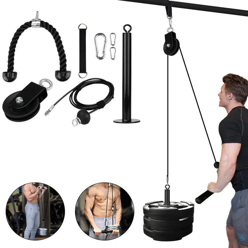 Fitness DIY Gym Pulley Cable Machine System Pull Down Loading Pin Lifting Workout Arm Biceps Triceps Hand Training Equipment