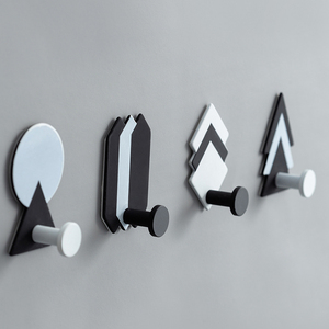 Appendiabiti Geometrico Moderno Minimalista in Ferro Battuto Bianco e Nero, Gancio <span class=keywords><strong>da</strong></span> Parete, Accessori per la Camera, Creativo Portachiavi - Product Image 3