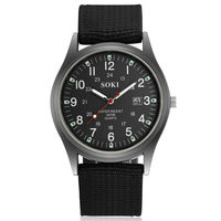 Montres Décontractées à Quartz pour Hommes, Boîtier en Alliage, Cadran en Verre, Calendrier, Tissu Militaire, Montres Cadeaux de Sport