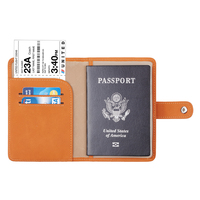 Porte-passeport en cuir véritable ciré avec fermeture à bouton, organiseur de documents de voyage, accessoires de style vintage avec logo personnalisé
