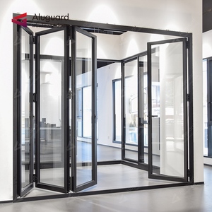 Aluguard gran doble vidrio aluminio acordeón <span class=keywords><strong>puerta</strong></span> <span class=keywords><strong>corredera</strong></span> plegable diseño moderno para Interior Villa entrada Patio plegable principal - Product Image 1