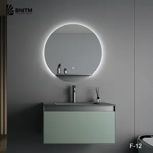 BNITM günstiger Großhandel Bad Waschtisch runder Waschtisch Schrank individueller Edelstahl-Beleuchtung-Stil gerahmt Spiegel