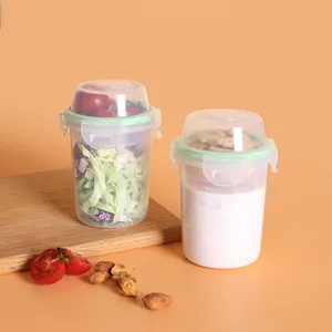 Yoghurt Parfait Bekers Met Deksels Groot Ontbijt Onderweg Plastic Kommen Met Havermoutsalade Of Fruitcontainer