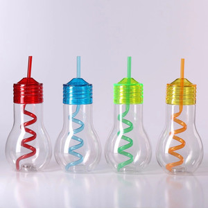 Gobelet de fête en plastique en forme d'ampoule 400 ml avec paille et couvercle en plastique PET, couleur personnalisée, logo personnalisé, vente en gros - Product Image 5