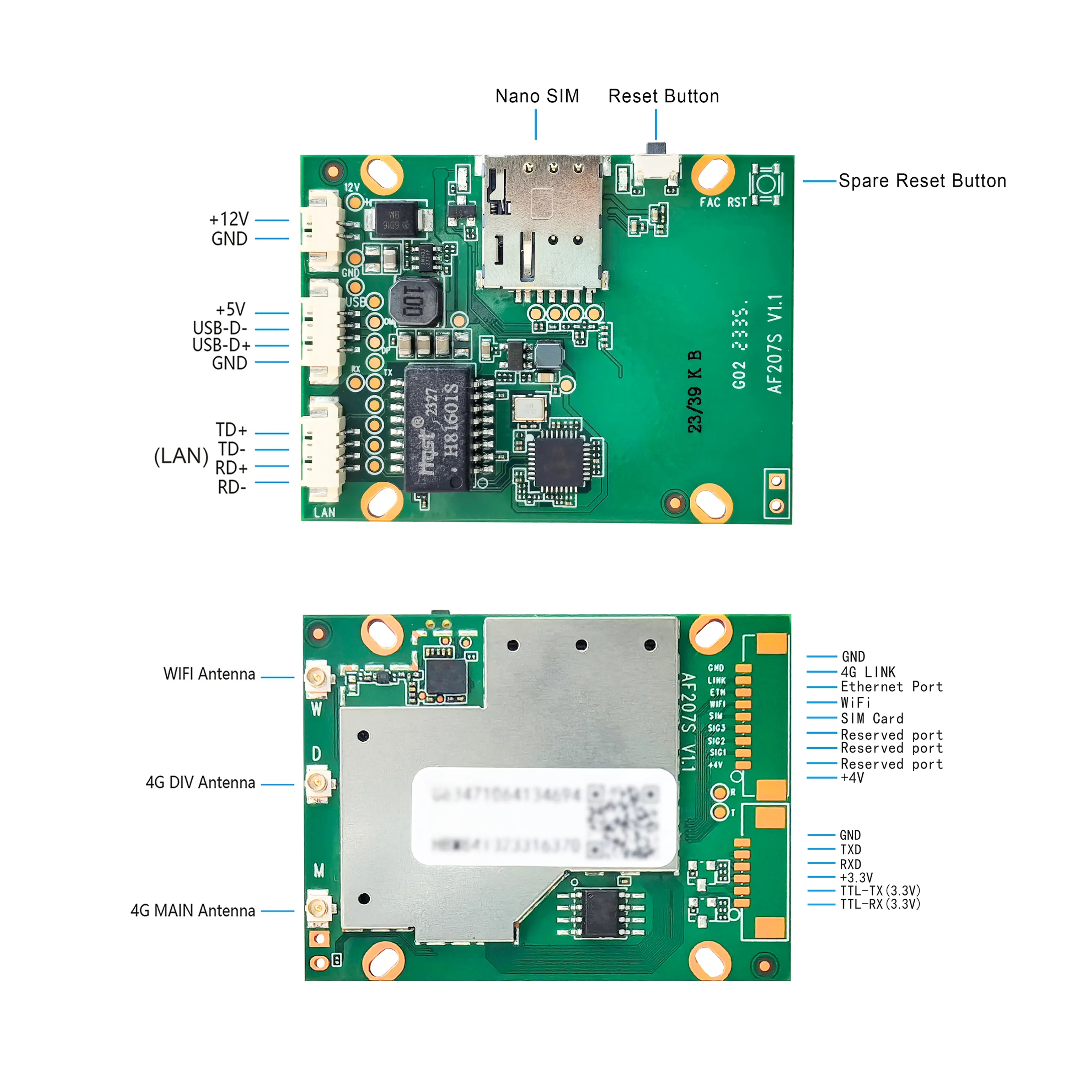 Modulo WiFi 4G Router scheda PCB porta LAN Modem Router Wireless con Slot per scheda SIM modulo CCTV 4G di grado industriale