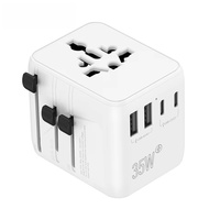Adaptador de Enchufe Internacional Compacto 2AC, Enchufe Pequeño, Cargador de Viaje Universal con 3 Puertos USB y Tipo-C
