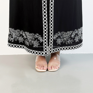 Abaya Negra con Cuentas, Diseño Habib 2026, Venta al por Mayor en Dubái, Abaya Abierta de Lujo de Alta Calidad con Bordado, Ropa Islámica - Product Image 4