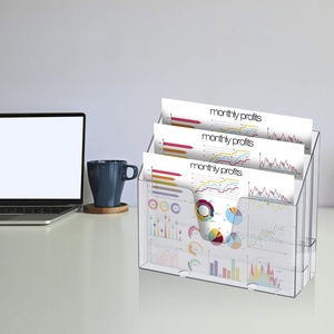 Custom Clear Triple Acrylic Silk-Screen Printed Custom Logo Magazine <b>Holder</b> Wall Mounted <b>File</b> Folder <b>Holder</b> Document Display USA - Product Image 2