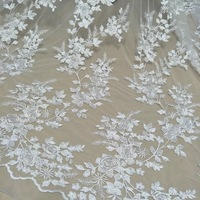 HC-19523 Hechun 2021 populaire écologique mariée dentelle maille tissu avec paillettes perles broderie pour robes de mariée
