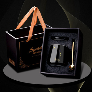 Tasse à café en céramique <span class=keywords><strong>Horoscope</strong></span> Douze Constellations, glaçure noire, ensemble de tasses d'astrologie en céramique avec couvercle et cuillère - Product Image 2