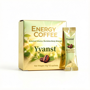 Café Energético Botánico Dorado Brillante 10g*10 Sobres, Cartón Dorado Metálico para Viajes y Hogar, Revitaliza y Fortalece Todo el Cuerpo, OEM - Product Image 1