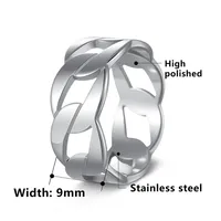 Bague de mariage pour homme en acier inoxydable doré, motif ajouré à maillons entrelacés, poli, style urbain audacieux et tendance