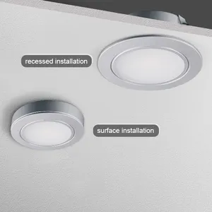 Surface Mounted Recessed In Round 12v Led Under Cabinet Puck Lights