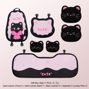 Cuscino per Sedile Auto Bows Kitty, Set Completo per Interni, Stile Cartone Animato Autunno/Inverno, Materiali in Peluche Ecologici, Protezione, Design Personalizzato - Product Image 4