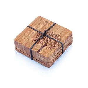 Ensemble de sous-verres hexagonaux en bois avec scène de paysage gravée et finition durable, parfaits pour protéger les tables - Product Image 2