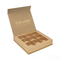 Boîte à chocolat personnalisée en matériaux recyclés, avec séparateur en éponge, boîte cadeau en carton, emballage de luxe, estampage à chaud, logo en feuille d'or