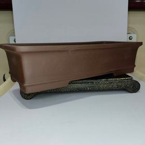 Vaso per bonsai classico rettangolare in argilla viola non smaltata, lungo e stretto - Product Image 4