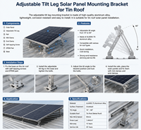 Support de montage de panneau solaire en alliage d'aluminium anodisé avec pieds inclinables réglables pour toits en tôle Marque Zhongxin CN;JIA