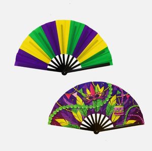 Grandi ventagli a mano per feste personalizzate martedì Gras - Product Image 1
