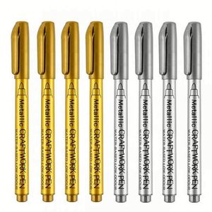 Waterproof <b>Silver</b> Gold Metallic Marker <b>Pens</b> for Party Signatures Festival Card Drawings Paint Markers & Highlighters - Product Image 1