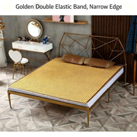 Tapis rafraîchissant en bambou Moso carbonisé, pliable, antidérapant, respirant, pour lit simple ou double, avec bandes élastiques, 400TC