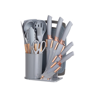 Juego de 19 utensilios de cocina de silicona antiadherentes con mango, que incluye espátula y cuchara, herramientas esenciales para juegos de cuchillos - Product Image 2