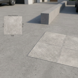 Carreaux de sol en porcelaine émaillée numérique Vistaar gris 40x40cm, surface en pierre, antidérapants, pour extérieur, centre commercial - Product Image 2