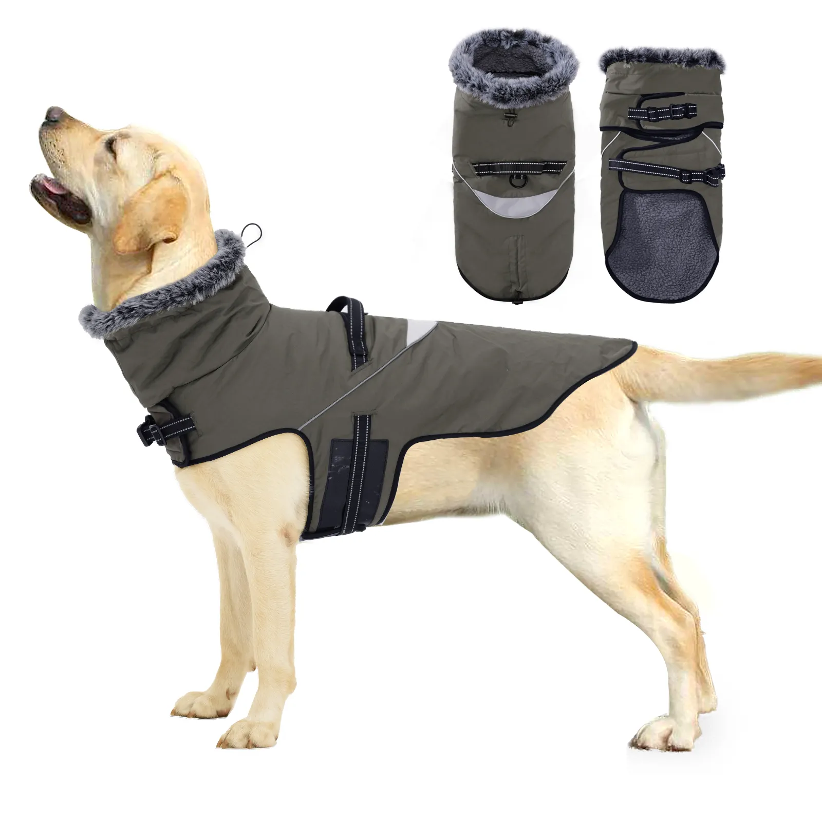 Waterproof Fur Collar Dog Jacket for Medium Large Dog Coat Clothes Warm Thicken Poodle Labrador Costume Designer Dog Products