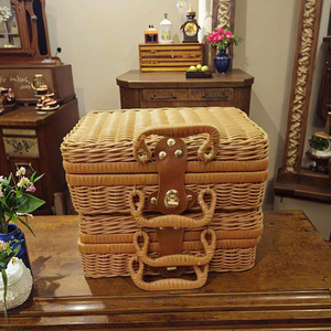 Hộp đựng đồ bằng nhựa giả mây bán chạy, kiểu vali xách tay, phong cách cổ điển, thích hợp cho dã ngoại, du lịch, đựng quần áo, nhà cung cấp hộp đựng đồ - Product Image 4