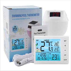 Termômetro sem fio inteligente piscina com energia solar e display LED IP68 impermeável termômetro de água flutuante - Product Image 1
