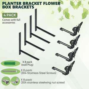 Support <span class=keywords><strong>de</strong></span> boîte <span class=keywords><strong>de</strong></span> jardinière réglable, support <span class=keywords><strong>de</strong></span> boîte <span class=keywords><strong>de</strong></span> fenêtre suspendu, Pots <span class=keywords><strong>de</strong></span> fleurs avec papillon - Product Image 3