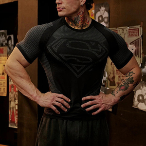 Kaos Olahraga Pria Label Pribadi 15 180 GSM Superman Muscle Tee Logo Custom T-Shirt yang Dapat Dipersonalisasi Kaos Kompresi Superhero - Product Image 2