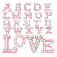 Patchs thermocollants en lettres de perles et strass, appliques alphabétiques, embellissements adhésifs à chaud pour vêtements, sacs, chapeaux et artisanat