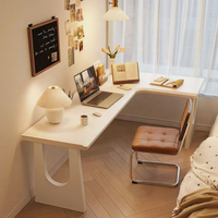 Bureau d'angle moderne en chêne massif extensible pour chambre et bureau, orienté vers le mur