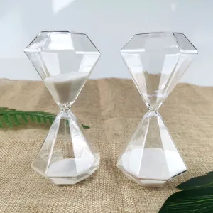 Ampulheta de vidro personalizada em forma de diamante, temporizador para decoração de casa, vidro de vidro