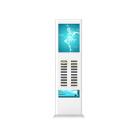Station de recharge partagée 24 emplacements – Distributeur automatique de batteries externes avec écran et chargeurs latéraux
